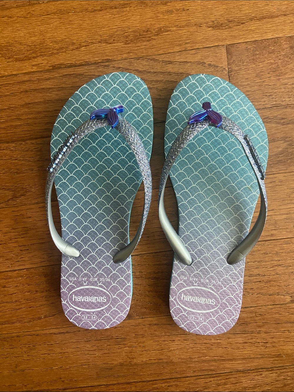 Havaianas Mermaid Scale Flip Flops - Teal to Purple Gradient